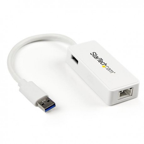 StarTech.com Adaptador Tarjeta de Red NIC Externa USB 3.0 de 1 Puerto Gigabit Ethernet RJ45 y Puerto USB - Blanco USB31000SPTW