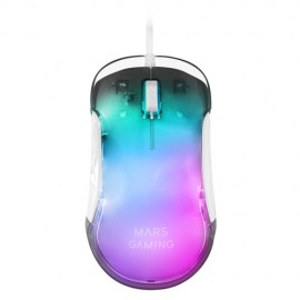 Mars Gaming MMGLOWW Ratón Gaming RGB Chroma-Glow Acabado Espejo 12800 DPI Blanco