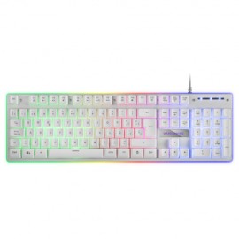 Mars Gaming MK220W Blanco, Teclado Gaming H-Mech, FRGB Rainbow y Halo, Antighosting, Idioma Español - MK220WES