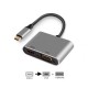 Ewent EW9700 adaptador de cable de vídeo 0,15 m USB Tipo C HDMI + VGA (D-Sub) Negro, Plata