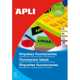 APLI 02878 etiqueta autoadhesiva Rectángulo Permanente Amarillo 20 pieza(s)