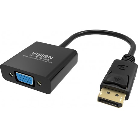 Vision TC-DPVGA/BL adaptador de cable de vídeo DisplayPort VGA (D-Sub) Negro