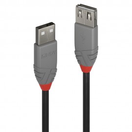 Lindy 36701 cable USB 0,5 m USB 2.0 USB A Negro, Gris