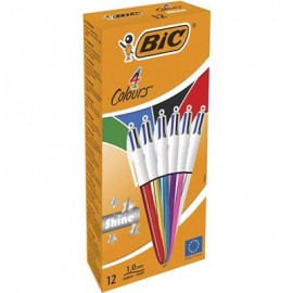 BIC 4 Colours Shine Negro, Azul, Verde, Rojo Bolígrafo de punta retráctil con pulsador Medio 12 pieza(s) - 964775