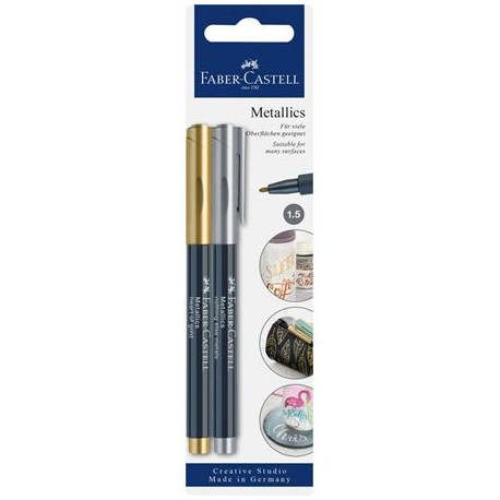 Faber-Castell 160796 marcador 2 pieza(s) Punta de pincel Oro, Metálico - 160796