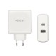 AISENS Cargador 57 W, 1x USB-C PD3.0 45 W, 1x USB-A 5 V / 2.4 A 12 W, Blanco - ASCH-2PD45A-W