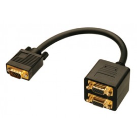 Lindy VGA Splitter Cable cable VGA 0,18 m VGA (D-Sub) Negro - 41214