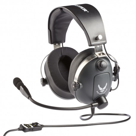 Thrustmaster 4060196 auricular y casco Auriculares Alámbrico Aviación/Control de tráfico aéreo Gris