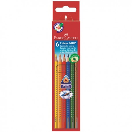 Faber-Castell GRIP Azul, Marrón, Verde, Naranja, Rojo, Amarillo 6 pieza(s) - 112406