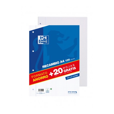 Oxford 400058179 papel de cuaderno 210 x 297 mm (A4) 120 hojas