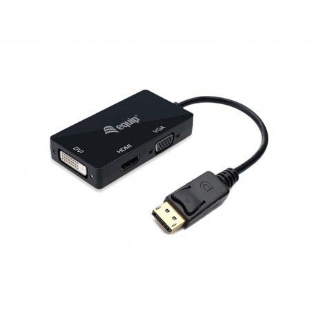 Equip 133441 adaptador de cable de vídeo 0,24 m DisplayPort DVI-D + VGA (D-Sub) + HDMI Negro