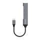 AISENS Hub USB 3.1 USB-C, Tipo C/M - 4x Tipo A/H, Gris, 10 cm - A109-0541