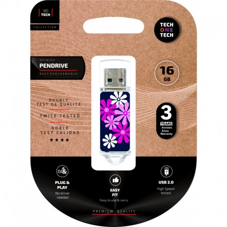 TECH1TECH TEC4017-16 unidad flash USB 16 GB USB tipo A 2.0 Azul, Rosa, Púrpura, Blanco