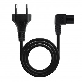 TooQ Cable de Alimentación Acodado CEE7/16/M-C7/H, Negro, 1.8 m