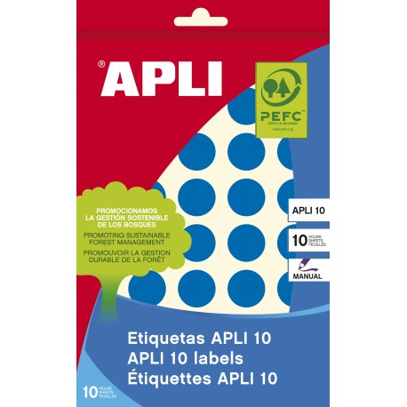 APLI 02743 etiqueta autoadhesiva Alrededor Desmontable Azul 320 pieza(s)