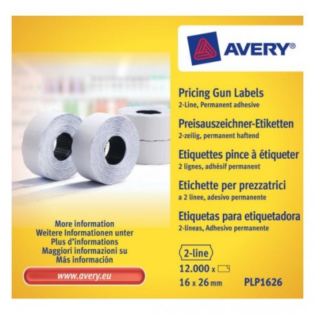 Avery PLP1626 etiqueta autoadhesiva Etiqueta de precio Permanente Blanco 12000 pieza(s)