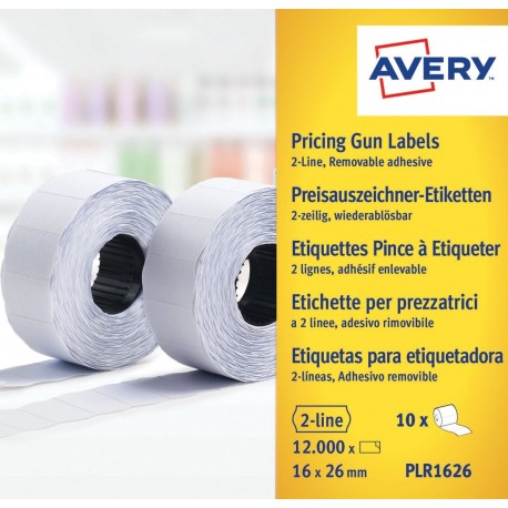 Avery PLR1626 etiqueta autoadhesiva Etiqueta de precio Desmontable Blanco 12000 pieza(s)