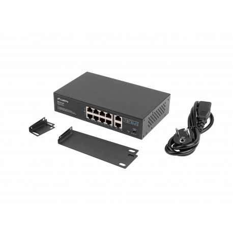 Lanberg RSFE-8P-2GE-120 switch No administrado Gigabit Ethernet (10/100/1000) Energía sobre Ethernet (PoE) 1U Negro