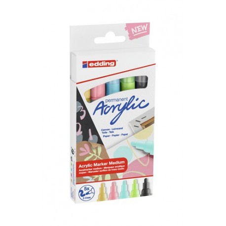 Edding 5300 acrylic marker fine marcador permanente Negro, Azul, Verde, Rosa, Amarillo 5 pieza(s)