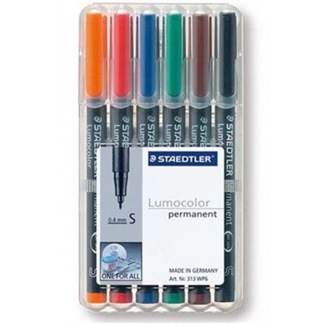 Staedtler 313 WP6 marcador permanente Negro, Azul, Marrón, Verde, Naranja, Rojo 6 pieza(s)