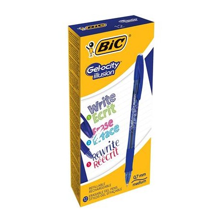 BIC Gel-ocity illusion Bolígrafo de gel de punta retráctil Azul 12 pieza(s) - 943440