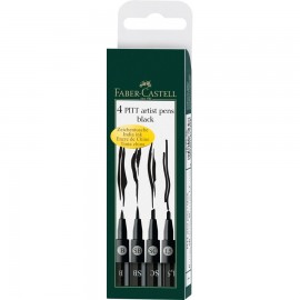 Faber-Castell 167139 rotulador de punta fina Negro 4 pieza(s)