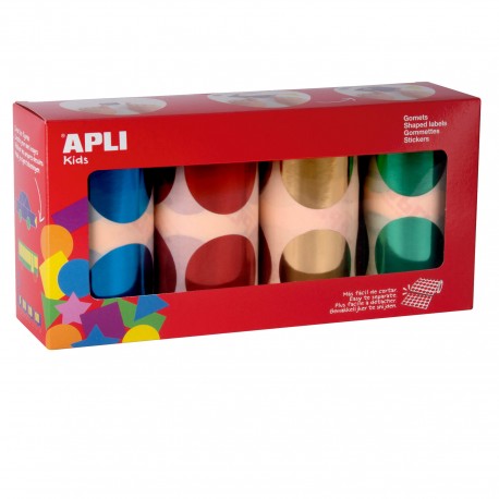 APLI 18303 etiqueta autoadhesiva Alrededor Permanente Azul, Verde, Metálico, Rojo, Amarillo