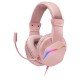 Mars Gaming MH122 Rosa, Cascos Gaming FRGB Over Ear con Micrófono, Sonido HiFi