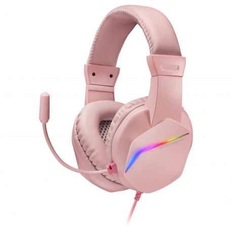 Mars Gaming MH122 Rosa, Cascos Gaming FRGB Over Ear con Micrófono, Sonido HiFi