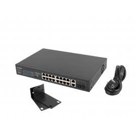 Lanberg RSFE-16P-2C-150 switch No administrado Gigabit Ethernet (10/100/1000) Energía sobre Ethernet (PoE) 1U Negro