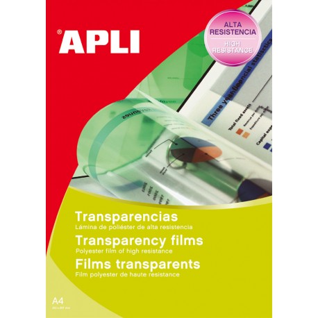 APLI 00860 papel para impresora de inyección de tinta A4 (210x297 mm) Poliéster 100 hojas Transparente