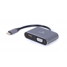 Cablexpert A-USB3C-HDMIVGA-01 adaptador de cable de vídeo 0,15 m USB Tipo C HDMI + VGA (D-Sub) Gris