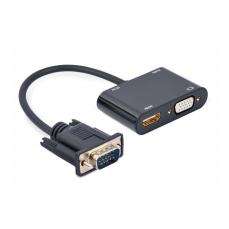 Gembird A-VGA-HDMI-02 adaptador de cable de vídeo 0,15 m HDMI + VGA (D-Sub) VGA (D-Sub) Negro