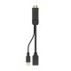 AISENS Conversor Activo HDMI 2.0 + USB Alim. a DISPLAYPORT V1.2, HDMI/M-USB/M-DP/H, Negro, 10CM