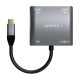 AISENS Conversor USB-C a 2XHDMI 4K SST MST/USB2.0/USB-C PD 60W, USB-C/M-2XHDMI/H-USB-A/H-USB-C/H, Gris, 15CM