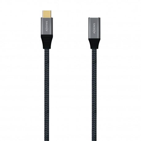 AISENS Cable USB 3.2 Gen2X2 Aluminio 20Gbps 5A 100W, Tipo USB-C/M-USB-C/H, Gris, 1.0M