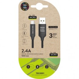 TECH1TECH TEC2001 cable USB 1 m USB A Micro-USB B Negro