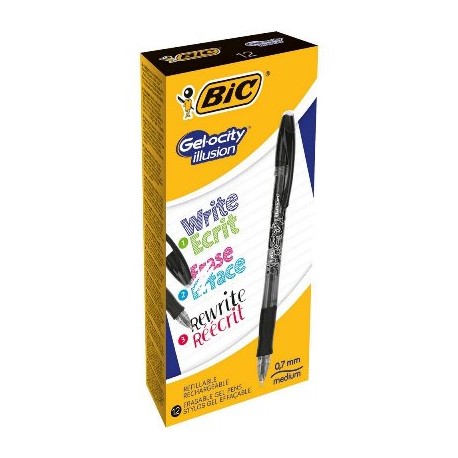 BIC Gel-ocity illusion Bolígrafo de gel con tapa Negro 12 pieza(s)