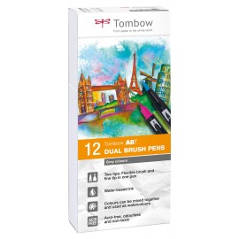 Tombow ABT Dual Brush Pen Set rotulador Gris 12 pieza(s)