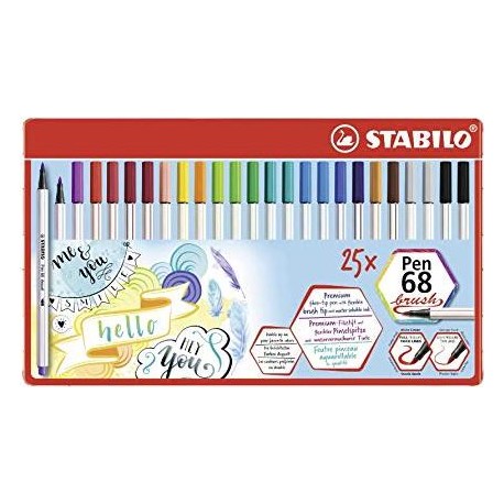 STABILO Pen 68 brush rotulador Multicolor 25 pieza(s)