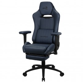 Aerocool ROYALNAVYBL Silla Gaming Premium Ergonómica Reposapiernas Cuero Sintético Azul