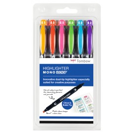 Tombow MONO edge marcador 6 pieza(s) Punta redonda/fina Multicolor