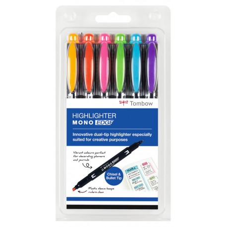 Tombow MONO edge marcador 6 pieza(s) Punta redonda/fina Multicolor