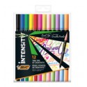 BIC Intensity Dual Brush Fasermaler marcador 12 pieza(s) Punta de pincel Negro, Azul, Verde