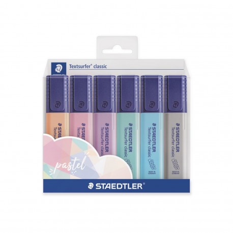 Staedtler 364 C marcador 6 pieza(s) Azul claro, Gris claro, Menta, Melocotón, Rosa, Violeta