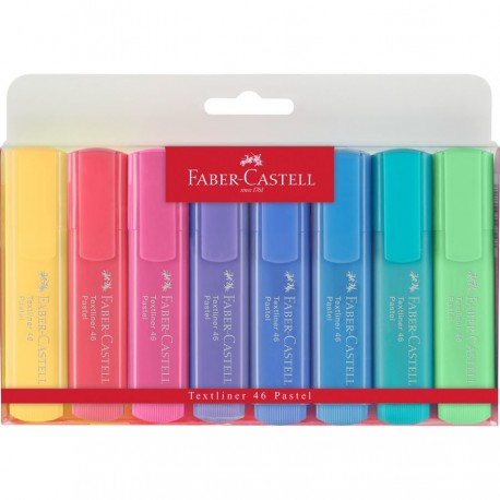 Faber-Castell 154609 marcador 8 pieza(s) Punta de cincel Azul, Azul claro, Verde claro, Rosa, Rojo, Turquesa, Violeta, Amarillo