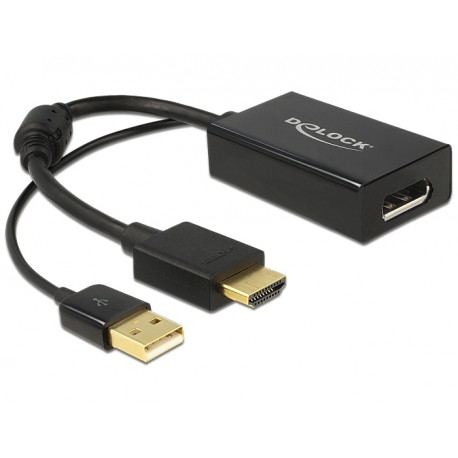 DeLOCK 0.245m HDMI+USB2.0-A/DisplayPort 0.254m HDMI + USB DisplayPort Negro