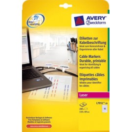 Avery L7951-20 etiqueta autoadhesiva Blanco 200 pieza(s)