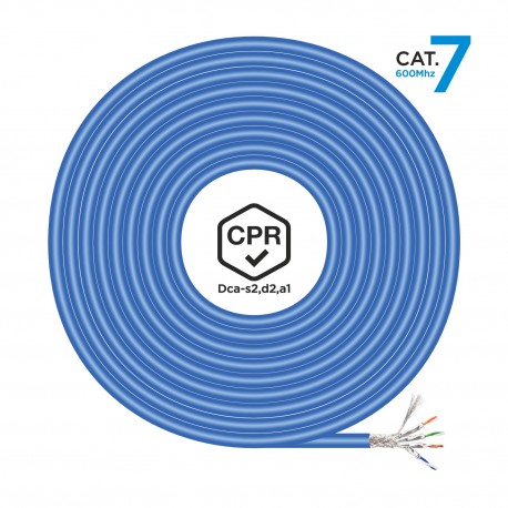 AISENS Cable de Red RJ45 LSZH CPR Dca CAT.7 600 MHZ S/FTP AWG23, Azul, 305 m