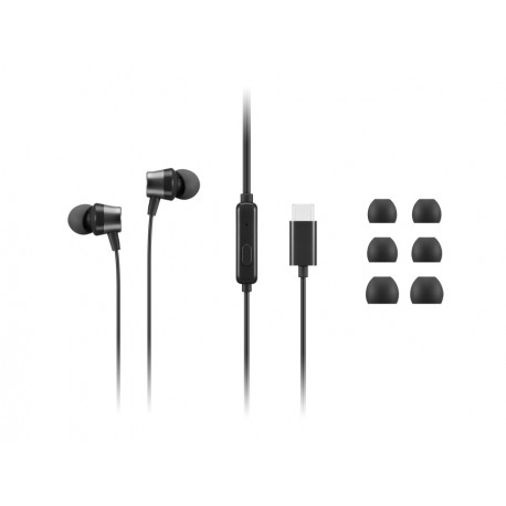 Lenovo 4XD1J77351 auricular y casco Auriculares Alámbrico Dentro de oído Oficina/Centro de llamadas USB Tipo C Negro